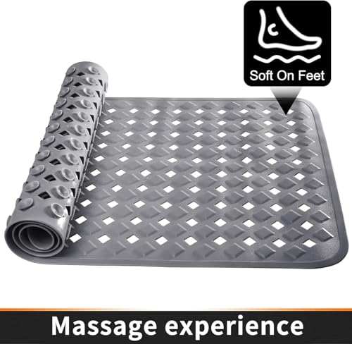 Image of Door mat Bathroom mats Anti Slip for Entrance Floor Foot Skid Bathtub Bath Shower Suction Cups (Grey 70x40cm)