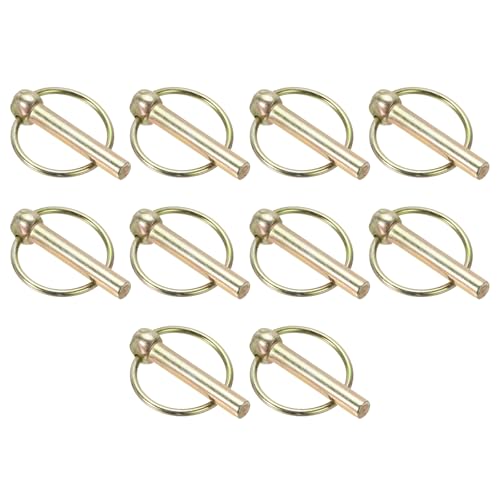 PATIKIL M8x45 mm Tractor Lynch Pin with Ring, 10 Pcs Heavy Duty Assortment Kit Lock Pin Clips for Tractors Trailer Farm Trucks Mowers, Rose Gold