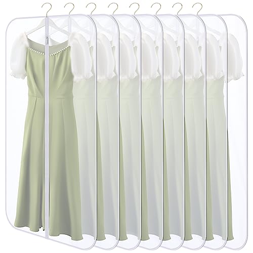 GoMaihe Kleidersack | 8 Stück Kleidersäcke 60*140cm,Anzug Aufbewahrung,Kleid Organizer,Transparente Kleiderschutzhülle mit Reißverschluss, Kleiderschutz für Hemden Wintermantel Sakko Abendkleider Etc