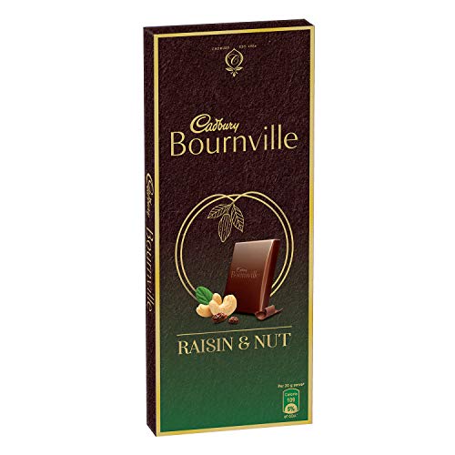 Image of Cadbury Bournville Raisin and Nuts Dark Chocolate Bar, 80g (Pack of 4) & Dairy Milk Silk Roasted Almonds Chocolate Bar, 143g (Pack of 3)