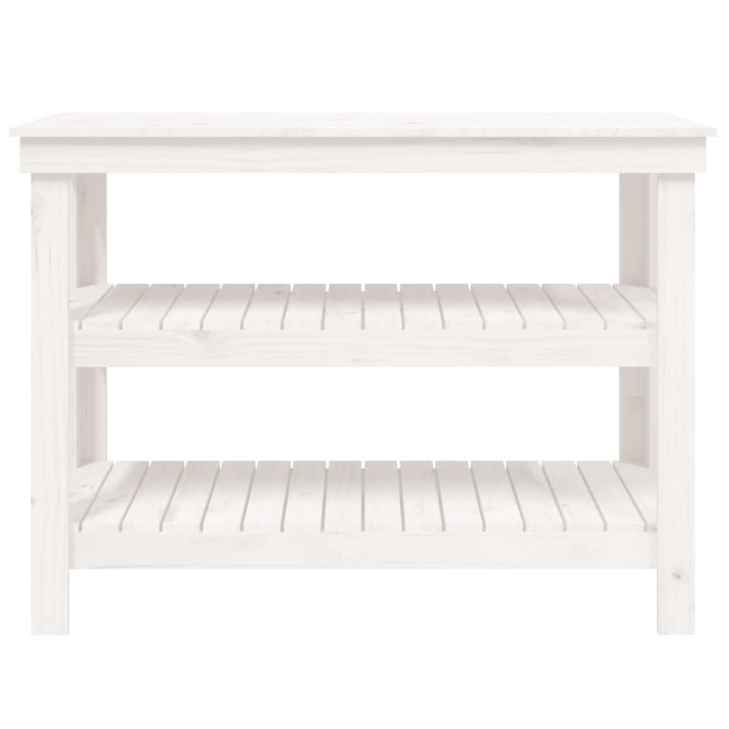vidaXL Werkbank 110,5x50x80 cm massief grenenhout wit