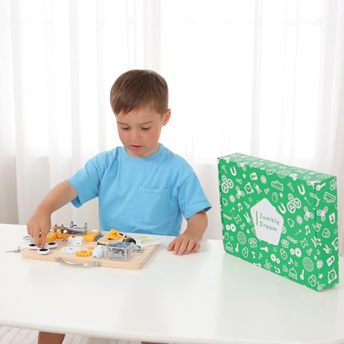 Image of Jumble Dream Wooden Busy Board Montessori Toys for Toddlers and Educational Sensory Busy Board Autism Products & ADHD Activity Board for Learning - Kids Travel Toys for Toddlers Age 1 2 3 4 Years