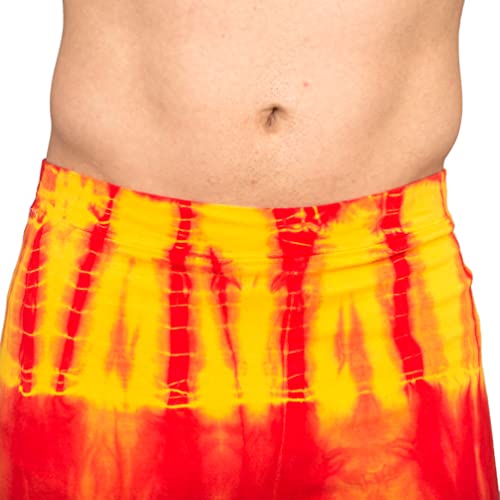Red and Yellow Tie-Dye Wrestling Legging Tights Pants (Adult Small)4
