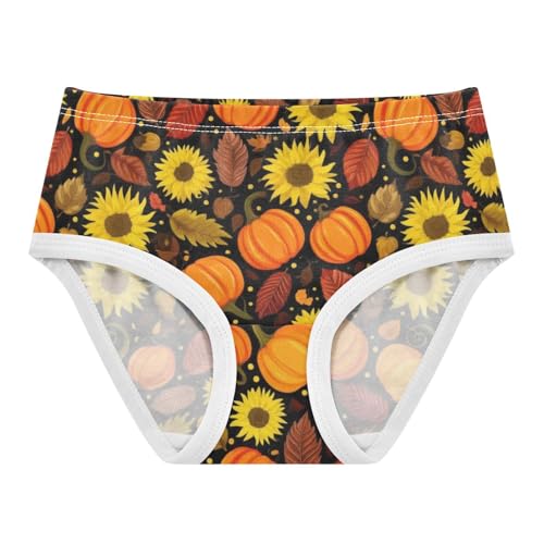 Joisal Bright Orange Pumpkins Girl Panties Cute Girls Underwear Toddlers Cotton Cartoon Briefs Kids Undies 2t