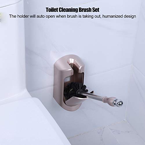 Image of Toilet Bowl Brush and Holder - Stainless Steel Handle Toilet Brush - Household Brush - Tool Set - for Home,Hotel,Bathroom (Rose Gold)