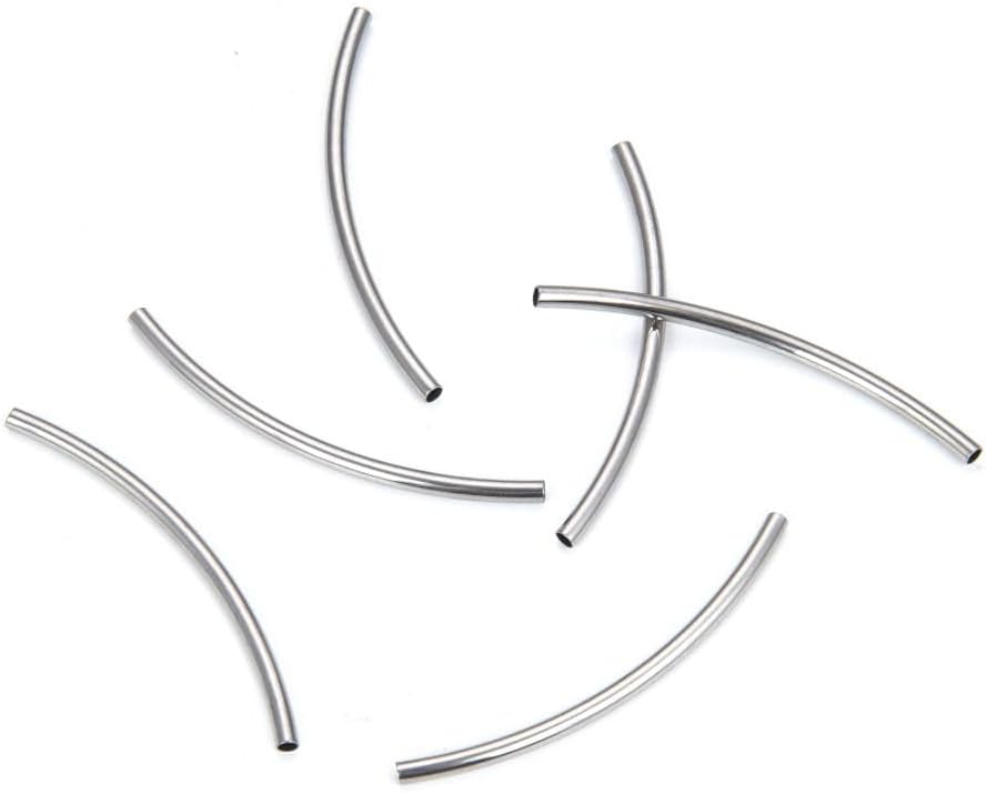 100pcs Adabele 304 Grade Stainless Steel 35mm (1.4 inch) Curved Noodle Tube Beads (Hole ID 1.5mm) Waterproof for DIY Craft Jewelry Making SJF196-35
