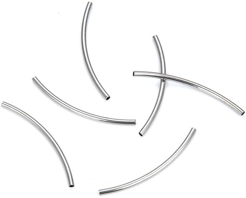 SJF196-50 - 100 cuentas espaciadoras curvadas de acero inoxidable de grado 304 de Adabele de 1.97 pulgadas (agujero  0.059 in)