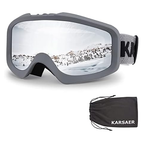 Karsaer Ski Goggles Anti Fog, Snowboard Goggles OTG 100% UV Protection Snow Goggles Bendable Dual-Lenses for Men Women Youth K7012 Cover