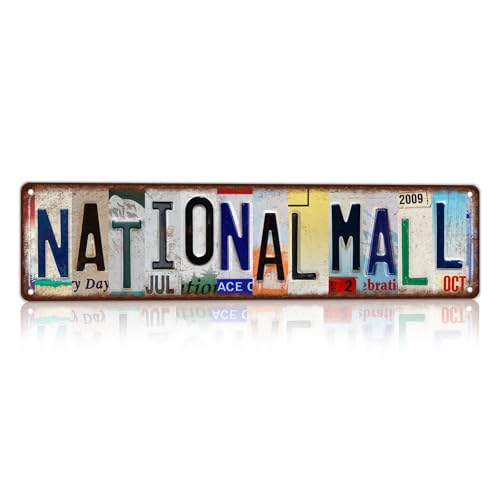 CHCdecor Vintage Tin Sign National Mall Washington DC Travel Souvenir Street Sign Wall Decor For Office Home Patriotic Gift 16x4 Inch