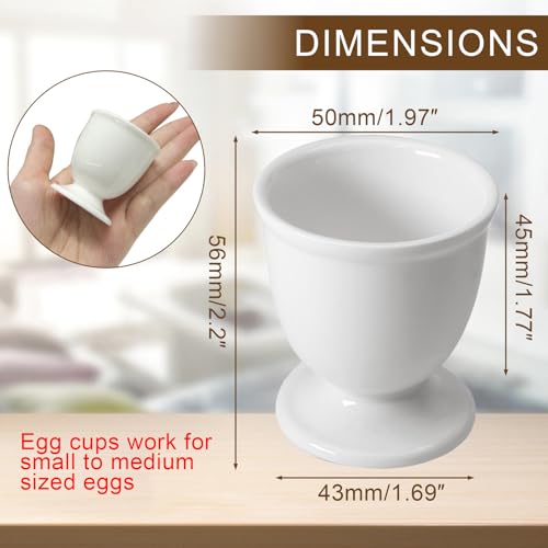 Image of Ceramic Egg Cups 2 Pcs, White Porcelain Egg Holder for Boiled Eggs | High-Fired Shatterproof Build, Dishwasher Safe Clean, Great for Breakfast Cooking Kitchen / Gift Childhood Memories