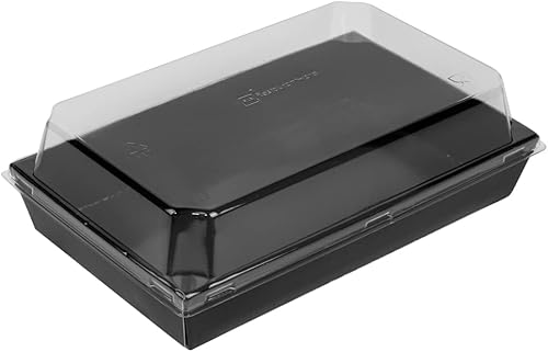 Miniatura 17 de Restaurantware Matsuri Vision - Bandejas de sushi medianas de 8 x 5 x 1.5 pulgadas, 100 cajas de embalaje de sushi a prueba de grasa, tapas que se