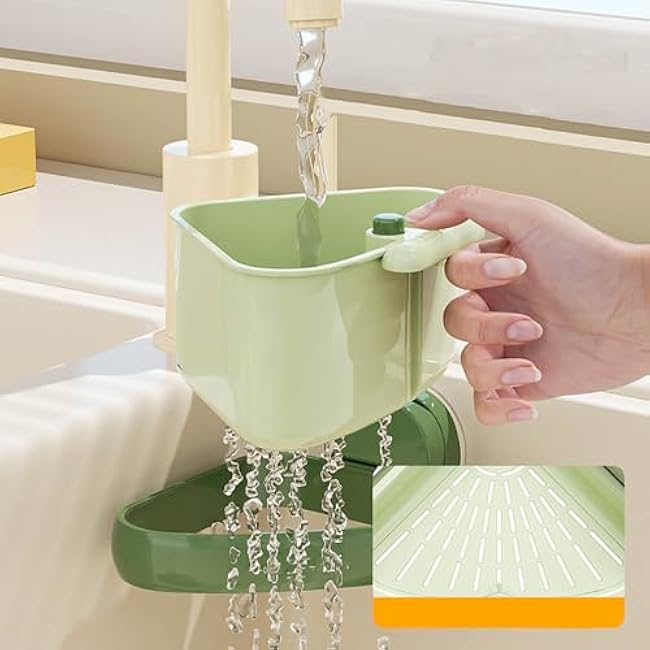 Kitchen Sink Organizer, Self-Draining Sink Organizer Rack for Kitchen Sink Corner with Towel Holder, Easy Cleanup Sponge Holder for Sink Tidy and Organized, 5.9x4.13x4.13 inch,Green