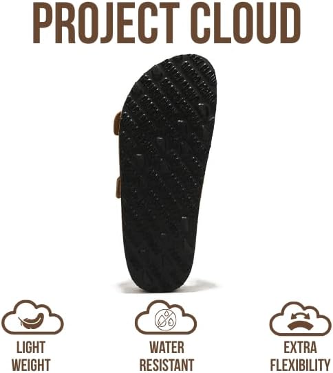 Project Cloud 100% Genuine Leather Flat Sandals For Women 2026 Cork Footbed Womens Sandals with Memory Foam and arch support Vacation Essentials Slides for Women Footwear (Venita) - Image 5