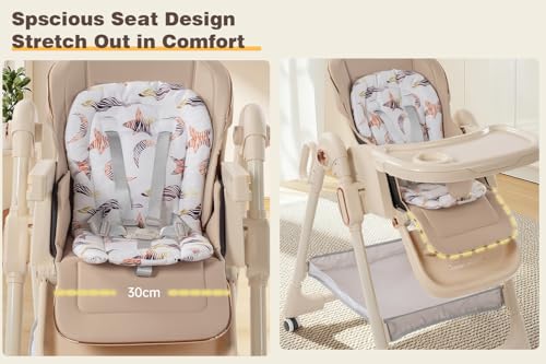 Image of Nine point nine PU Leather Highchair, Adjustable Baby High Chair, High Chairs for Babies and Toddlers, Easy to Fold Baby Chair (X8122 Deep Grey)