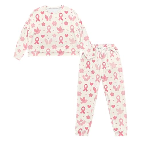 Image of Womens Pajama Sets 2 Piece Pjs Lounge Sets Long Sleeve Sleepwear Crew Neck Pullover Top with Long Pants