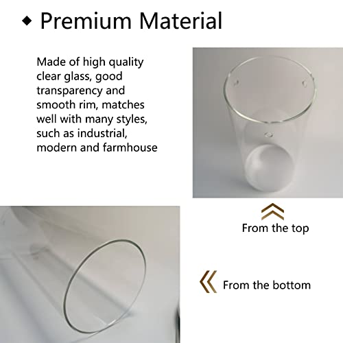 3 Hole Glass Pendant Lamp Shade Replacement Clear Lamp Cover, Cylinder Glass Lamp Shade, 3.5In Diameter, 7.9In High, Lamp Shade With Three Holes, Replacement Part For Pendant Light #TOP3