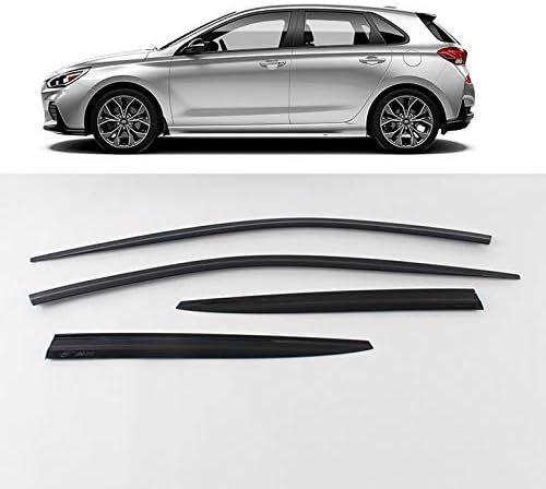 Smoke Tinted Black Side Window Weather Deflector Sun Rain Guard Visors 4pcs for 2018 2019 Hyundai Elantra GT N Line