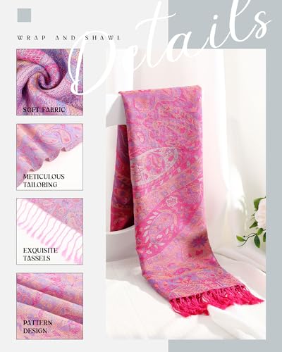 Chuarry 12 Pcs Pashmina Paisley Shawls and Wraps Bulk Soft Silky Reversible Scarf Rave Tassels Scarves Wedding Gift3