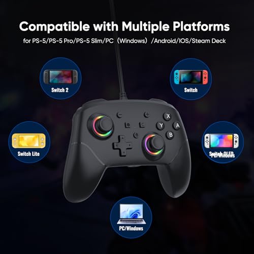 image for BETMI Wired Pro Controller for Switch 2, C Button, 9-Axis, Hall Effect