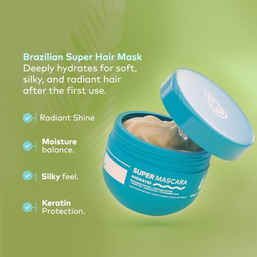 Hidratei Brazilian Beauty Super Hair Mask | Deep Hydration Hair Mask | Damaged Hair Repair | Dry Hair Treatment | Ultimate Hair Moisturizer for Silky, Hidrated Hair | 8.8oz