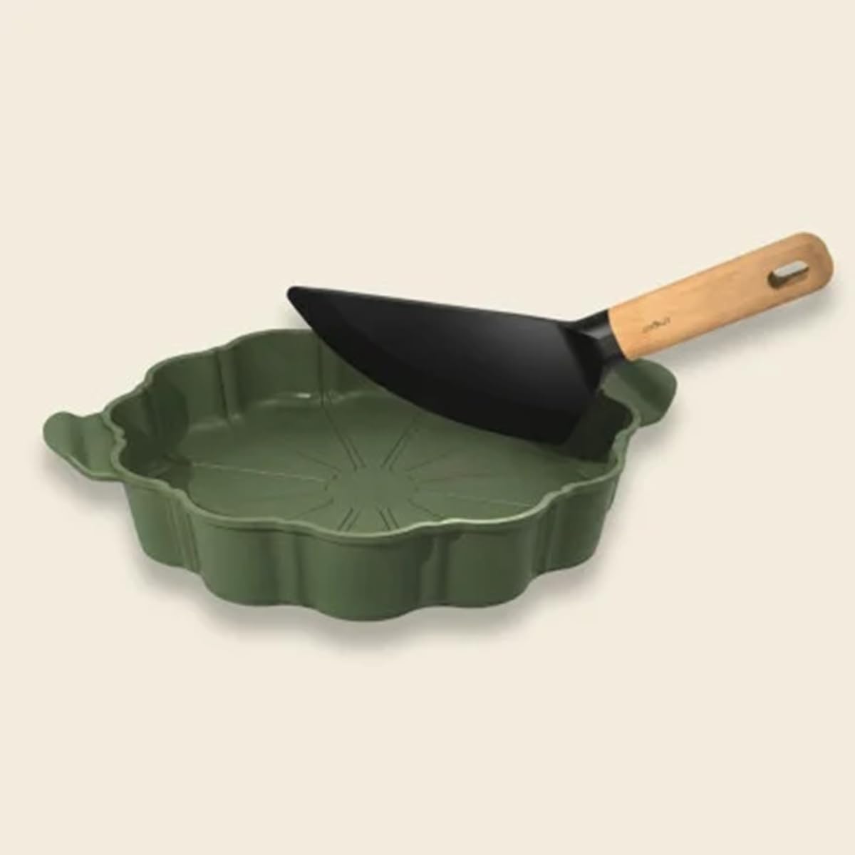 COOKUT, Le Formidable Plat à Tarte avec coupe tarte - dimension 29 cm - couleur Fougère (vert)