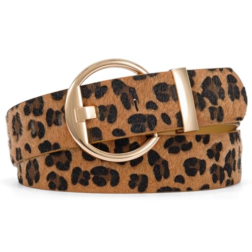 ALPHYLY Womens Leopard Print Leather Belts for Women, Waist Belts Designer Belt Women, For waist size 27-35''