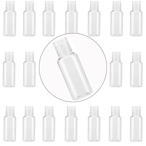 110 Pack 1oz Clear Mini Plastic Bottles, Plastic Travel Bottle with Flip Cap, Portable Refillable Empty Containers for Shampoo, Lotion, Liquid Body Soap, Cream