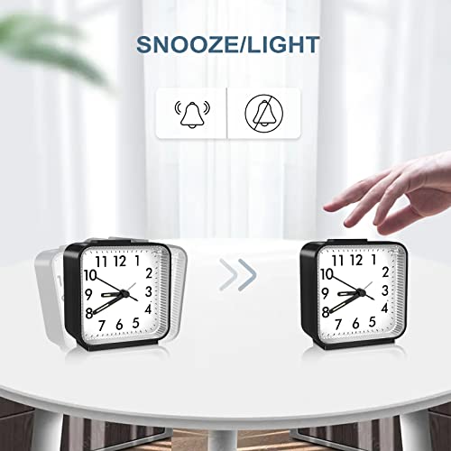 Newest Analog Alarm Clock Ankilo, Silent Non Ticking Small Clock, Travel Alarm Clock With Light, Snooze, Ascending Beep Sounds, Battery Operated Loud Alarm Clock For Home, Kids #TOP2