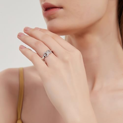 THELANDA Genuine Moissanite or Simulated Diamond Tapered Shank X Shape Infinity Promise Engagement Ring For Women4