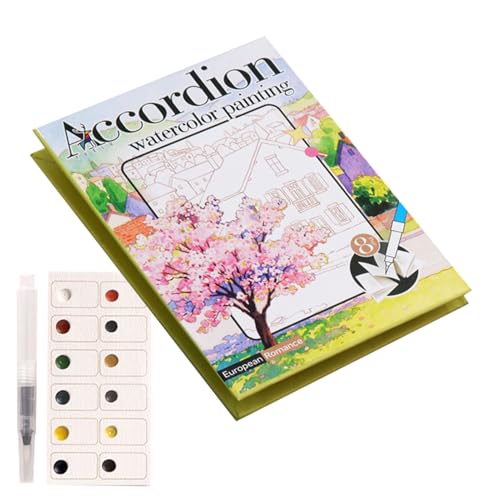 Celuicion Acuarelas – Materiales plegables para dibujo y coloración | Mini juego de acuarelas portátil, para niños y niñas principiantes, adultos, arte, creatividad, hogar y escuela