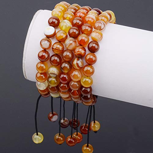 Image of Massive Beads Natural Healing Power Gemstone Crystal Beads Unisex Adjustable Macrame Bracelets 8mm