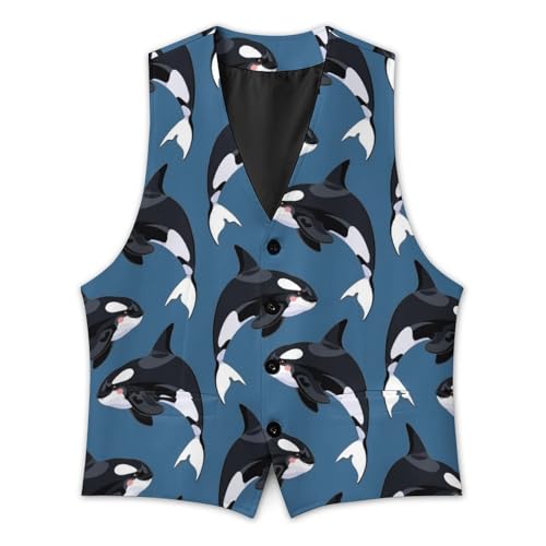 Orca Killer Whales Mens Suit Vest Waistcoat Formal V Neck Business Dress for Wedding Party4
