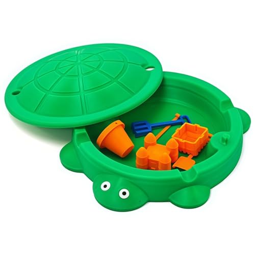 Mini Turtle Sandbox with Lid - Portable Box & Sensory Box for Kids Play Sand Fun with Mini Turtles Molds & Tools Zen Garden for Home Office Decor and Stress Relief Gift