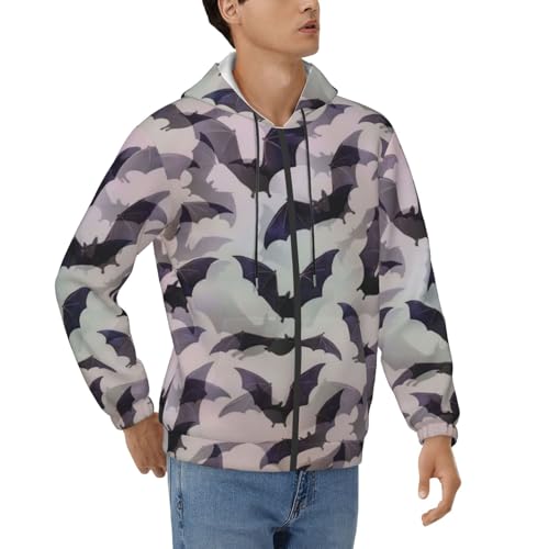 Sweat à capuche chauve-souris d'Halloween gris homme pull doux hiver