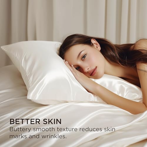 Image of Bedsure Satin Pillowcase with Zipper,King Pillow Cases Set of 2