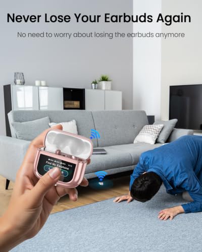 Image of ZIUTY Wireless Earbuds, ANC ENC Noise Cancelling Ear Buds with Touch Screen | 40H Stereo Bass, Bluetooth Headphones with Transparency Mode, IPX7 Waterproof, Clear Calls, 5 EQ for iOS Andoid,Pink