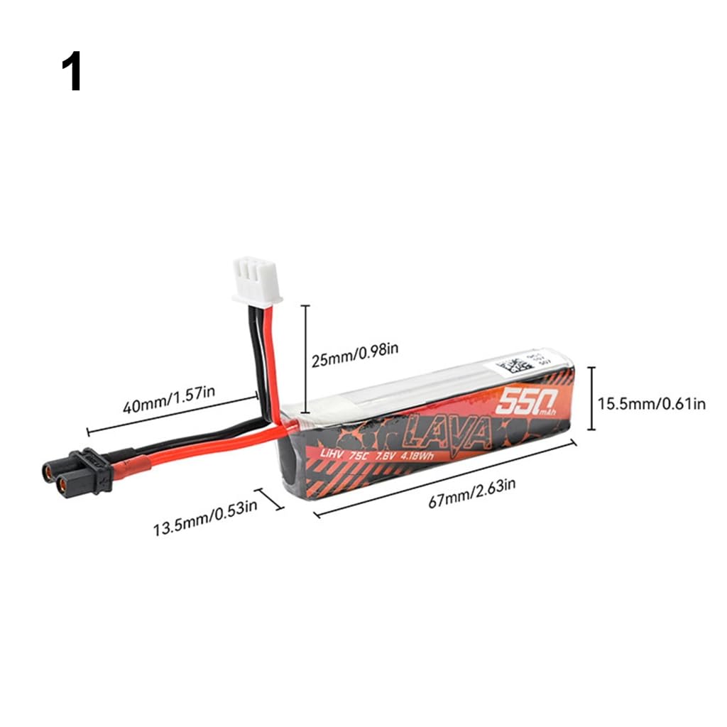 Batterie 2-4S LiHV UAV 550mAh Capacité 75C pour UAV de course rapide