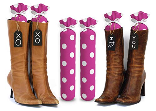My Boot Trees - Boot Shaper Stands for Closet Organization - Keeps Them Shaped Properly - Many Patterns to Choose from - 1 Pair (Hot Pink with Large White Polka Dots) by My Boot Trees - Used condition - US$21.26