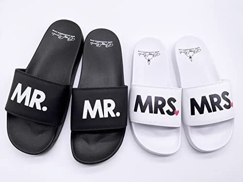 Mr. Wedding Slides - Groom Sandals - Just Married Flip Flops - Bride and Groom Slides (Black L (10-11))2