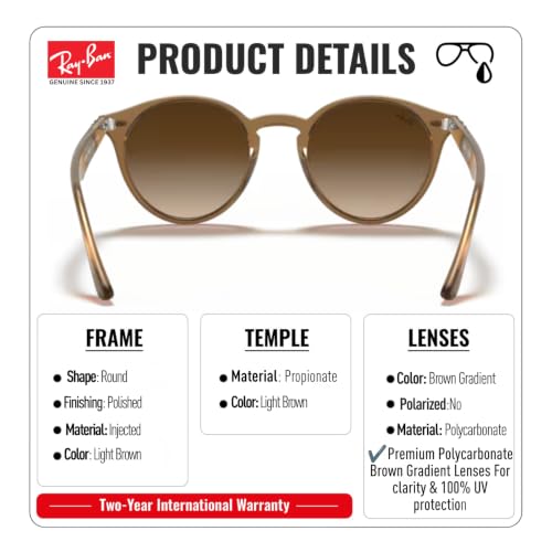Image of Ray-Ban RB2180 Round Shaped Sunglasses for Men & Women with Official RAYBAN Eyewear Kit