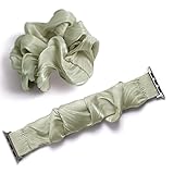 [モバイルプラス] アップルウォッチ 1 2 3 4 5 6 7 8 9 10 11 se se2 se3 Ultra Ultra2 Ultra3 24mm バンド 腕時計 ベルト シュシュ サテン ソロループ ヘアアクセサリー ヘアゴム カラフル 春 夏 軽い プレゼント [グリーン] 100062225