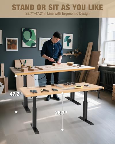 Image of WORKPRO 47.2 inch x 23.6 inch Adjustable Workbench with Crank Handle, Rubber Wood