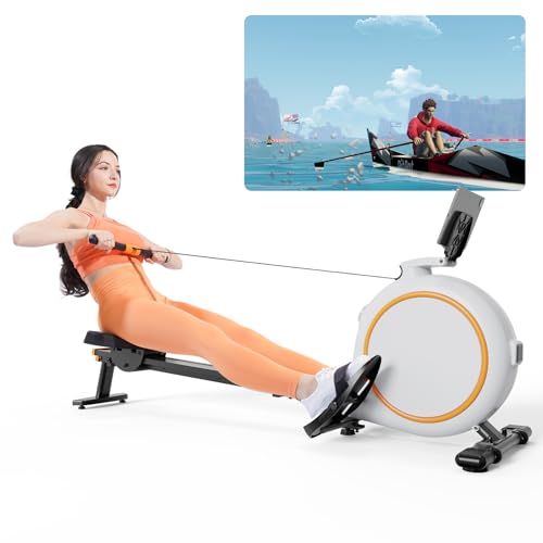 Lacuffy Magnetic Rowing Machine, Rower for Home 300lbs Weight Capacity with 32 Levels of Quiet Resistance, Row Machine with Tablet Holder and LCD Display