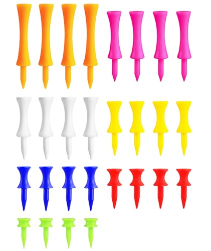 Image of 28 Pcs Golf Tees, Mixed Sizes Plastic Golf Tees, Durable Golf Accessories for Men, Golf Tees for Practice, Golf Kit with Multiple Heights (70mm to 25mm)