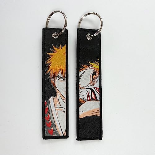 Image of 1 Pack Anime Keychain Tag Jet Tag Key Chain Cartoon Embroidered with Key Ring for Motorcycles Car Accessories