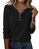 Ce chemise henley confortable à manches longues est un choix merveilleusement chaud pour un usage quotidien ! Doté de détails boutonnés, il est si joliment élégant ! Nous aimons la chemise henley ample classique associée à un matériau doux - c'est tellement beau et un matériau léger et aéré ! Et on réalise facilement une silhouette décontractée avec un décolleté en V chic!