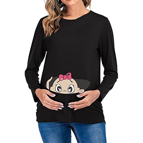 Q.KIM Camiseta de Manga Larga Premamá Estampada Cover