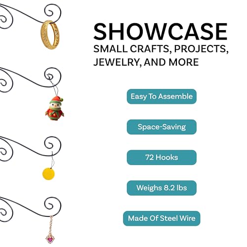Sunnydaze Noelle 60" H Christmas Tree Ornament Display - Features Hooks for Ornaments and Small Craft Items - Black