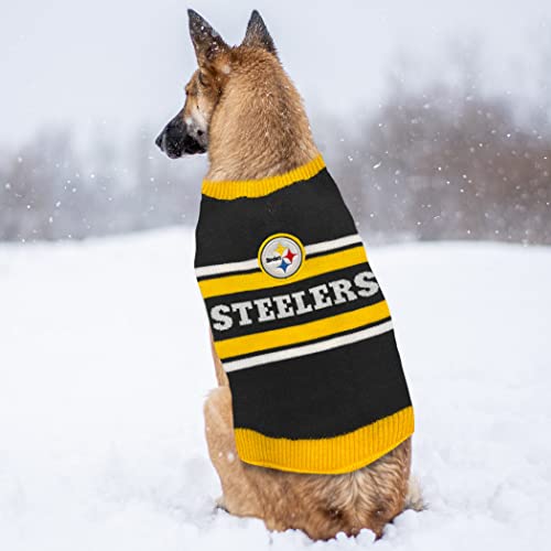 NFL Pittsburgh Steelers Dog Sweater, Size Extra Large. Warm and Cozy Knit Pet Sweater with NFL Team LOGO, Best Puppy Sweater for Large and Small Dogs NFL Pittsburgh Steelers Dog Sweater, Size Extra Large. Warm and Cozy Knit Pet Sweater with NFL Team LOGO, Best Puppy Sweater for Large and Small Dogs