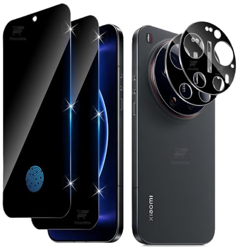 Image of WonRia 2+2 Pack - Privacy Tempered Guard for Xiaomi Mi 17 Ultra 5G | FingerPrint Unlock | with Camera Lens Protector Screen Guard Protector | Anti-Spy | Case Friendly - Installation Kit